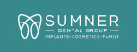 Logo of Sumner Dental Group featuring a stylized tooth design with the text "SUMNER DENTAL GROUP" and the tagline "Implants - Cosmetics - Family," emphasizing their focus on dental implants and comprehensive dental care.